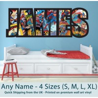 Childrens Name Wall Stickers Art Personalised Superman Comics for Boys Bedroom   122481233044